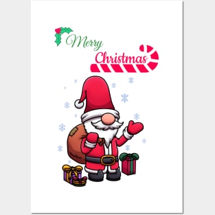 Merry Christmas Santa Gnome Posters and Art